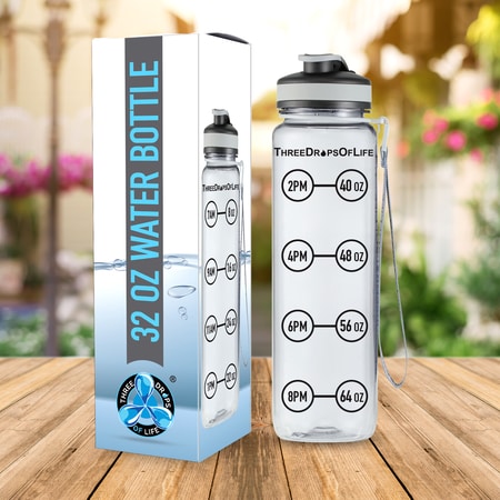 32oz Clear Sports Water Bottle - Includes Two Protein Funnels