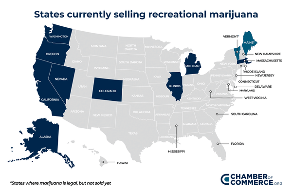 States currently selling recreational marijuana