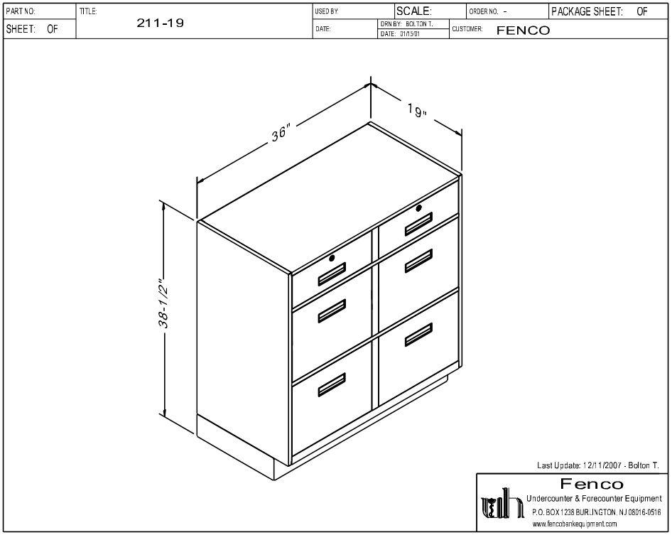 Fenco F-211 Pedestal Unit with 2 Locking Box Drawers Over 4 Legal