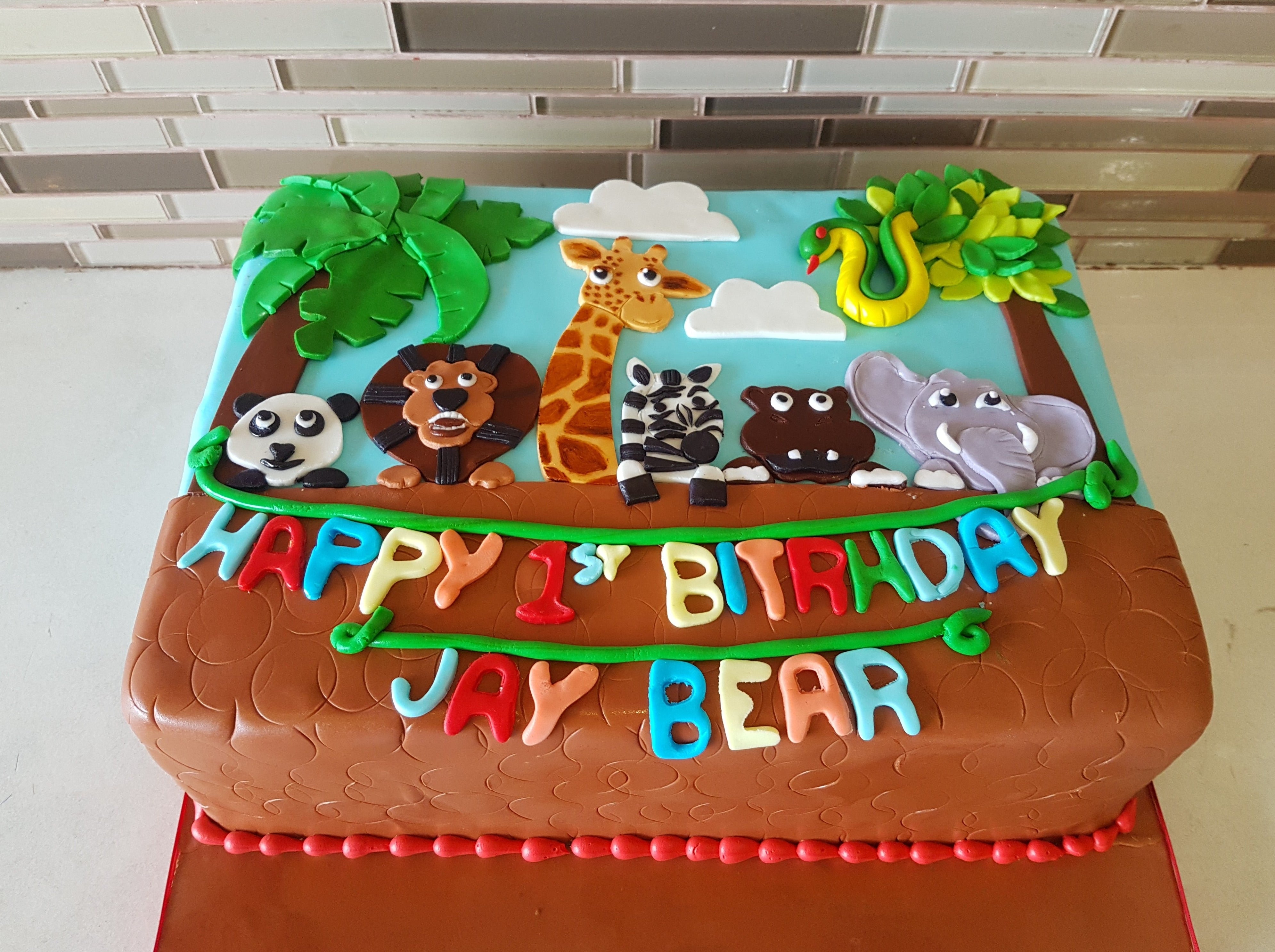 Animal Theme 1st Birthday Cake Rashmi S Bakery