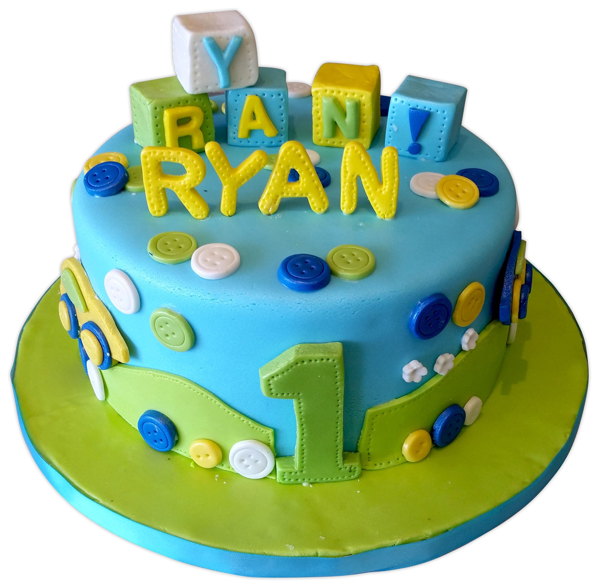 Ryan 1st Birthday Fondant Cake - Rashmi's Bakery