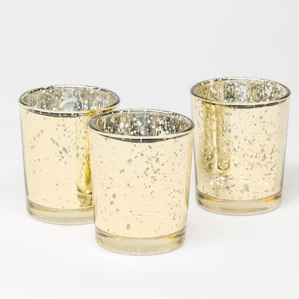 Votive Metallic Gold Mercury Glass Candle Holders Bcandle 7650