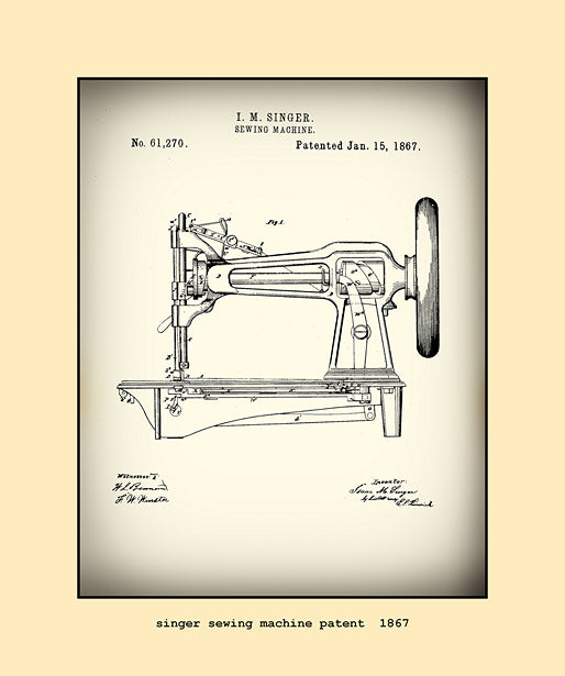 Singer Sewing Machine Patent 1867 The Vintage Image Shop