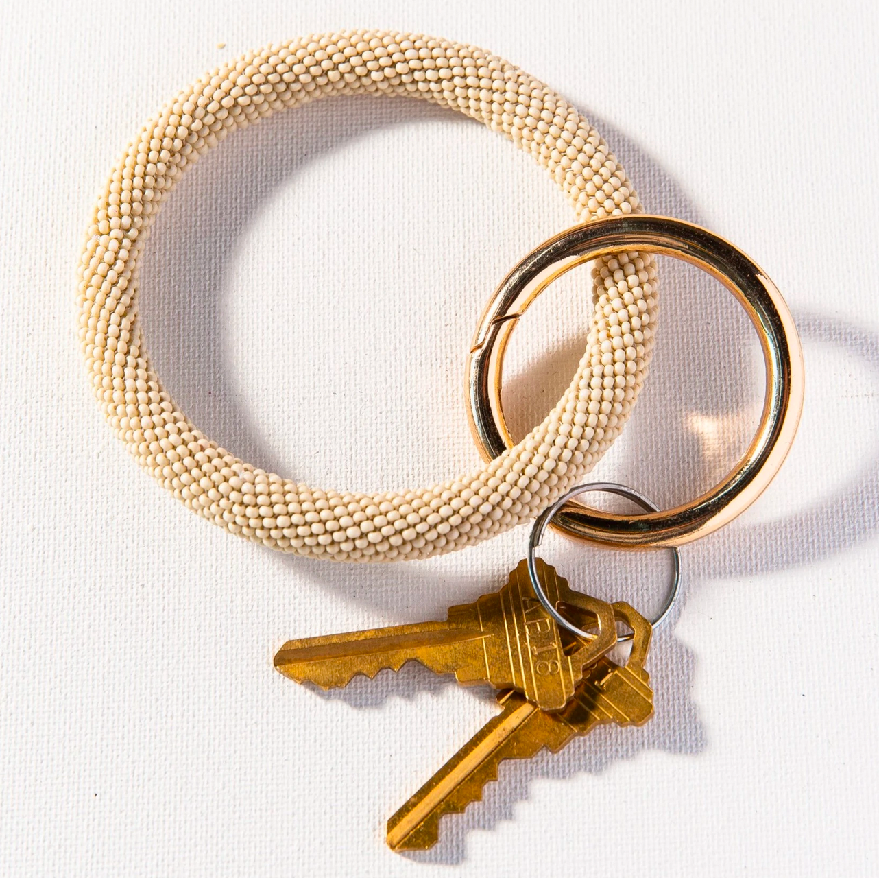 Seed Bead Key Ring - Ivory