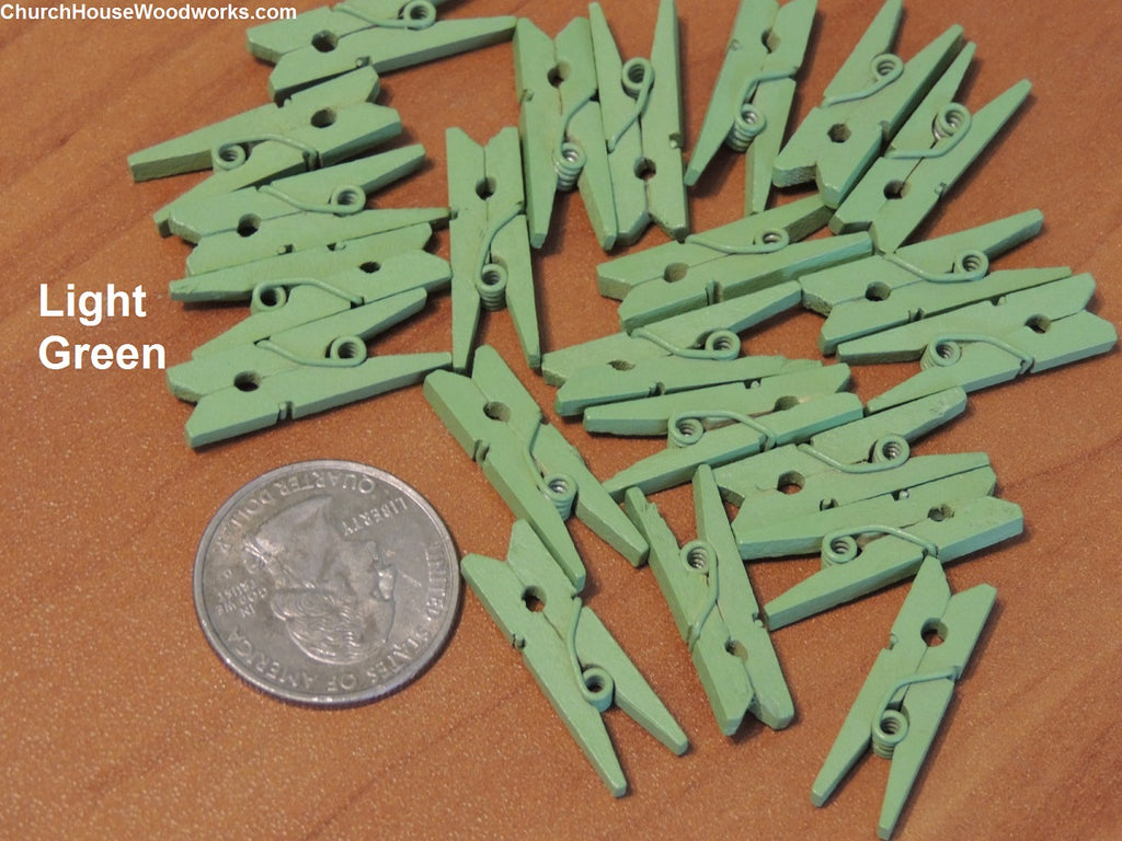 Light Green Mini Clothespins by ChurchHouseWoodworks.com 