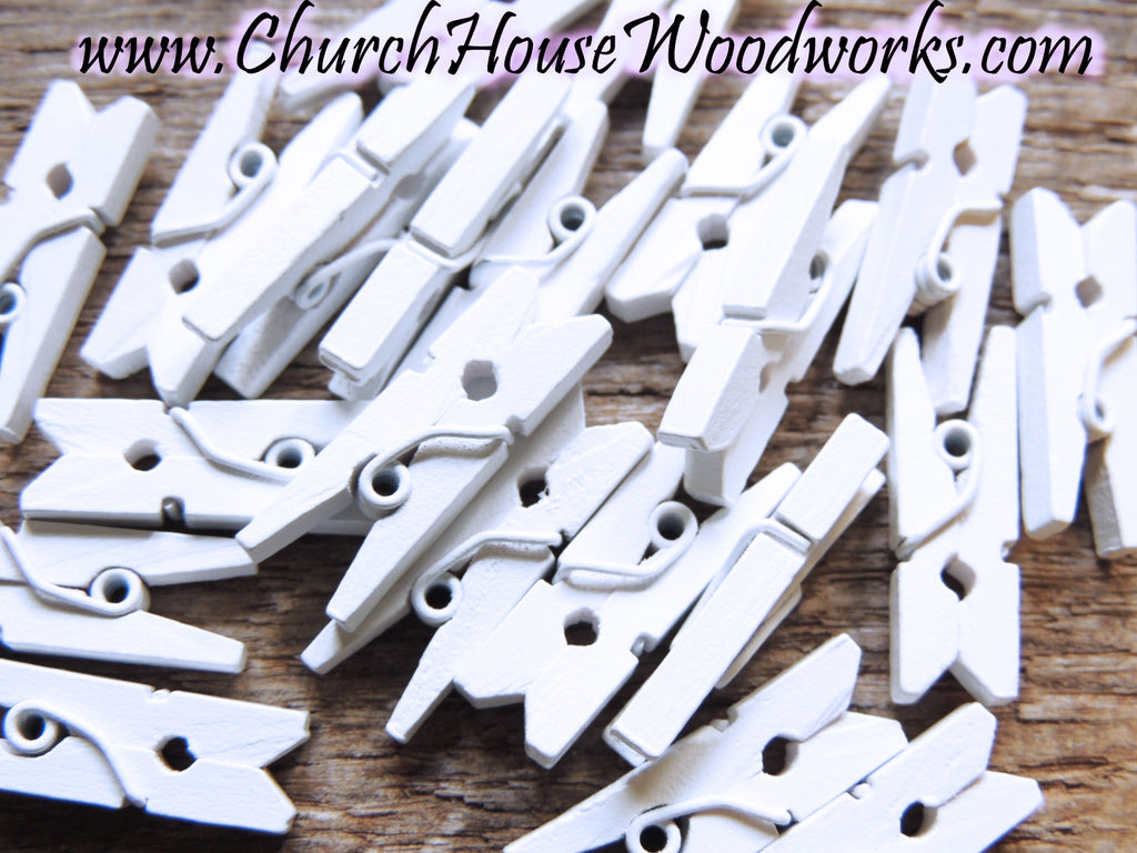 Pack of 100 Mini White Clothespins – Church House Woodworks