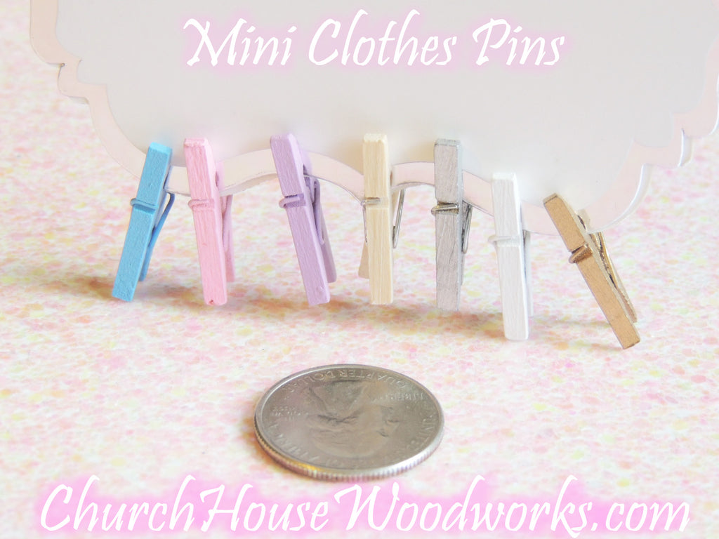 Pack of 100 Mini Natural Wood Clothespins – Church House Woodworks