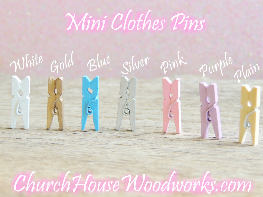 Pack of 100 Mini Natural Wood Clothespins – Church House Woodworks