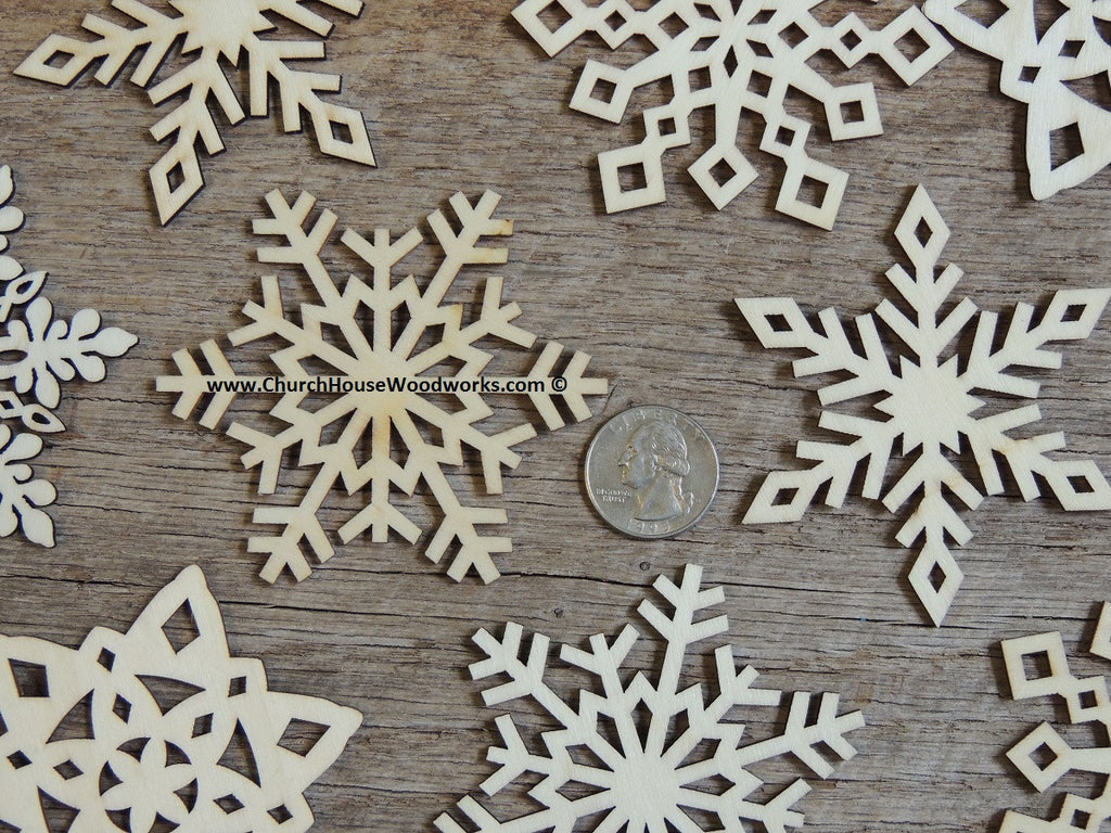 20pcs Wooden Snowflake ornaments wood snowflakes for crafts