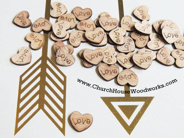 Wood Love Heart Table Confetti