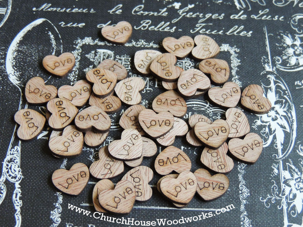 Wood Love Heart Table Confetti