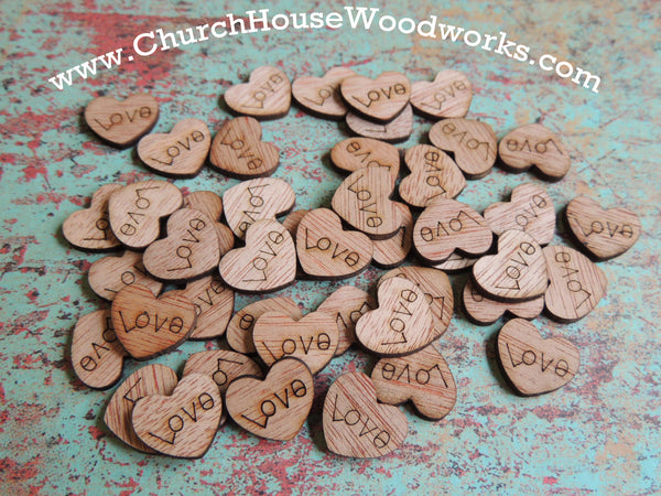 Wood Love Heart Table Confetti