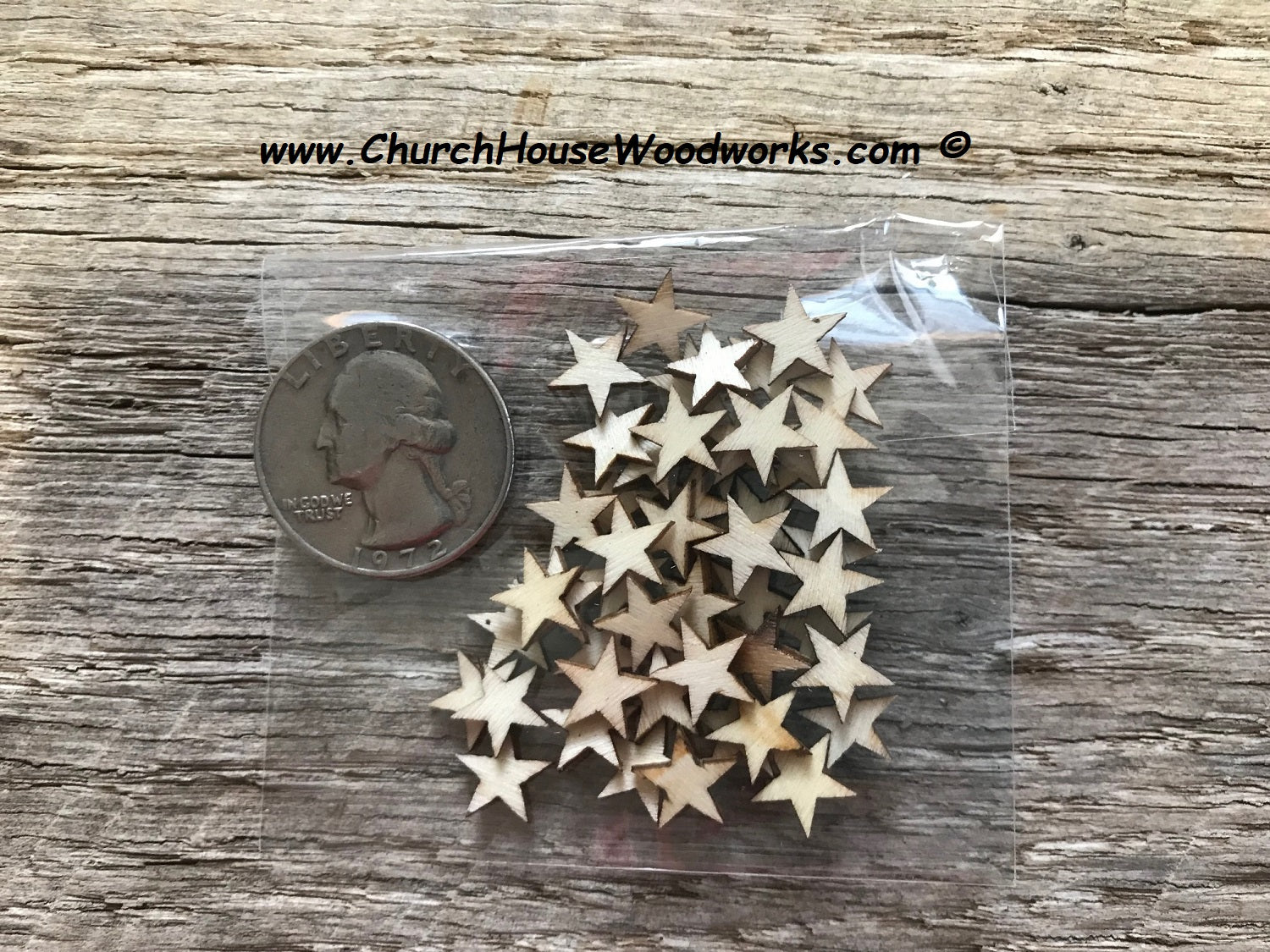 50 Small 1 inch Size Wood Stars