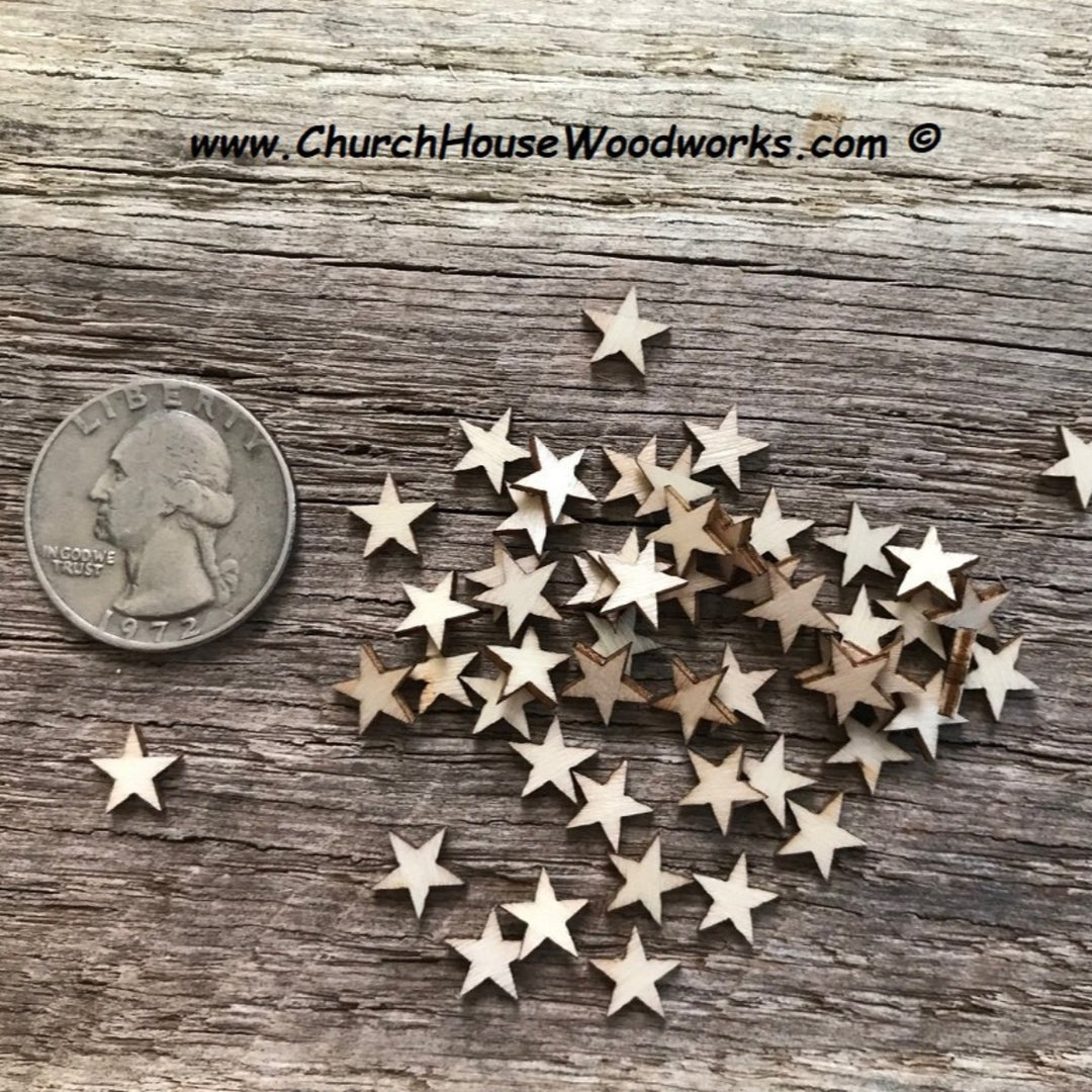 50 Tiny 1/4 inch Wood Stars- DIY, Flag Crafts, Flag Making – Church House  Woodworks