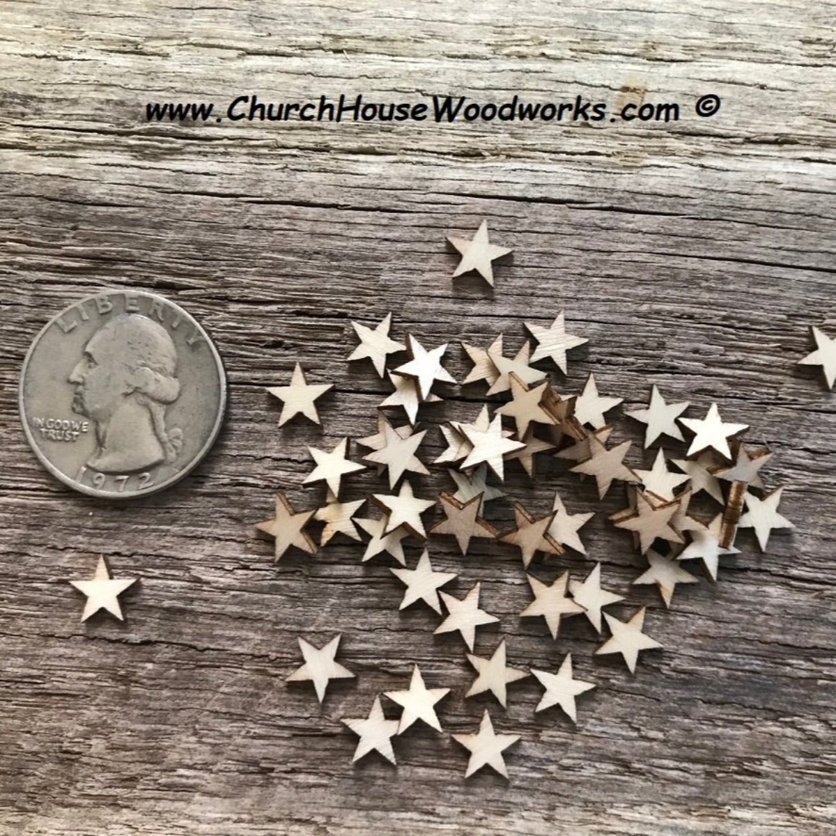 50 Small 1 inch Size Wood Stars