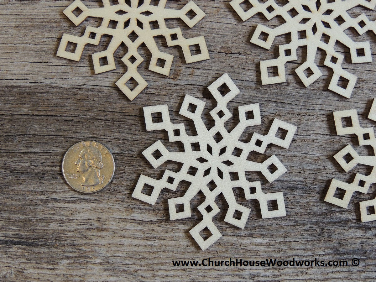 Wooden Snowflake Christmas Ornaments Set of 25 For Sale – Church House  Woodworks