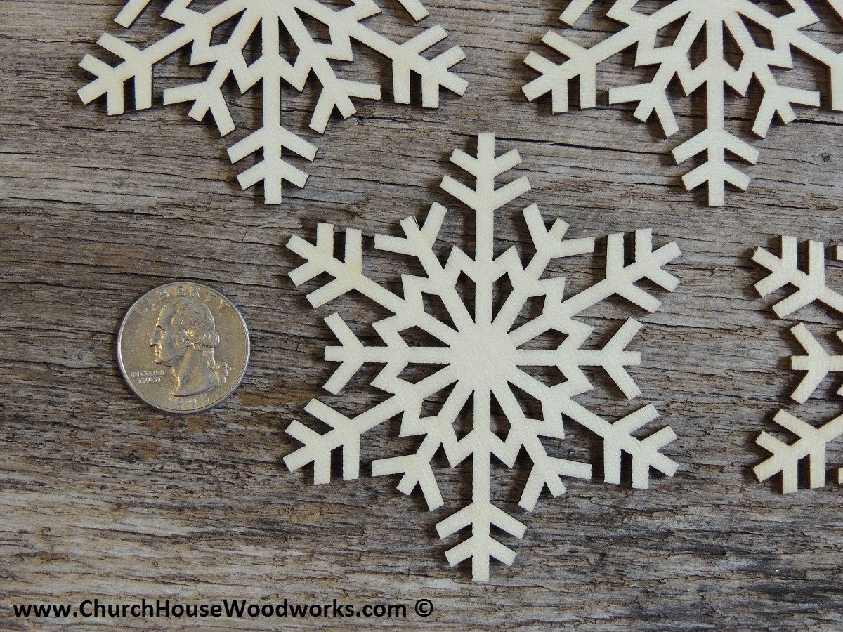 3 inch Snowflake Wood Christmas Ornaments 10 qty – Church House Woodworks