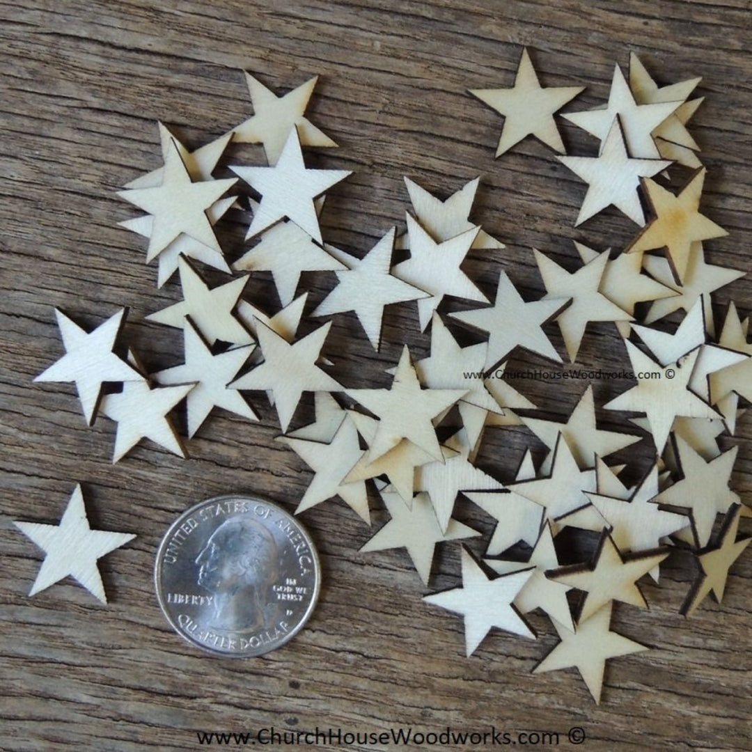 50 Tiny Mini Wood Stars- DIY Rustic Table Decorations – Church House  Woodworks