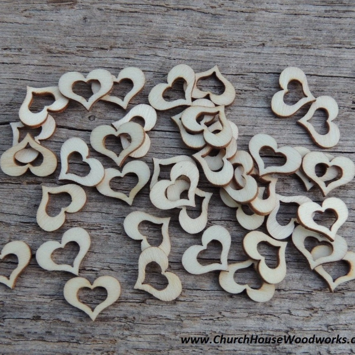 Small Wood Hearts 