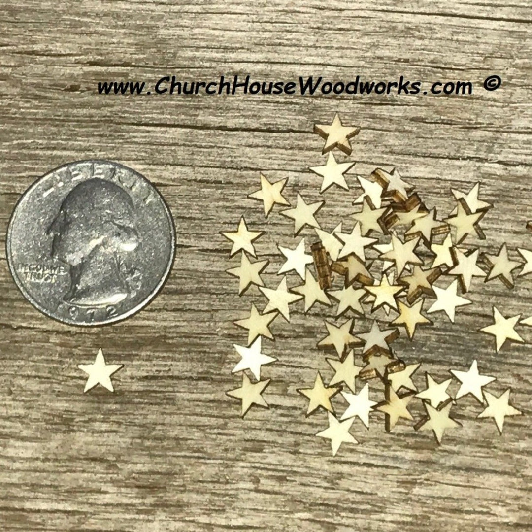 50 Tiny Mini Wood Stars- DIY Rustic Table Decorations – Church House  Woodworks