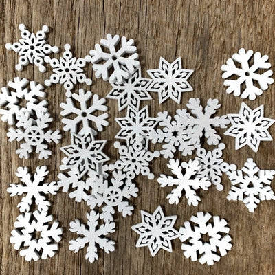 1 Inch UNPAINTED Mini Wood Snowflake Christmas Ornaments 25 QTY