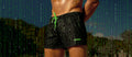 The Matrix Show Shorts for men by BANG Clothing Miami in a black color with green hidden messages.