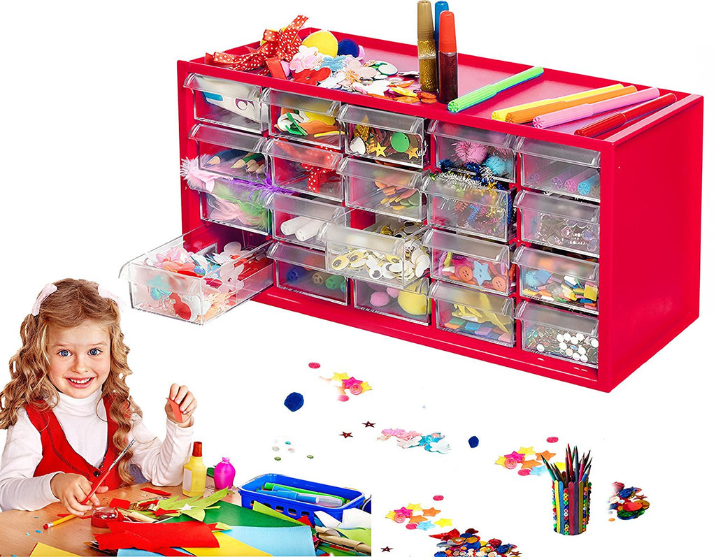 Arts And Crafts Supply Center Complete With 20 Filled Drawers Of Craft M