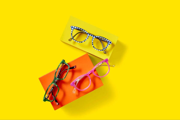 Pair Eyewear’s eyeglasses on a yellow background