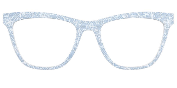 Brides with glasses: The Something Blue Floral Lace