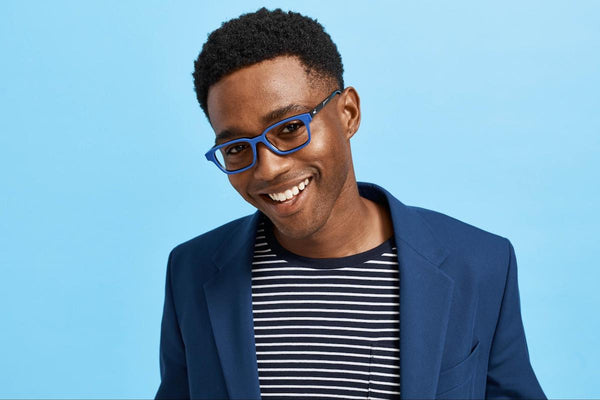 Unique glasses: man wearing The Finley eyeglasses