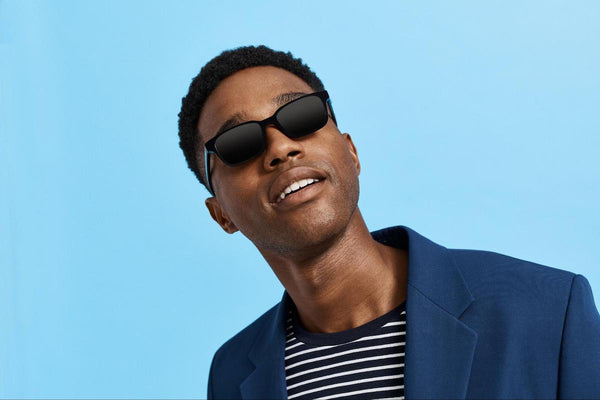 Summer eyeglasses: man wearing The Finley sunglasses