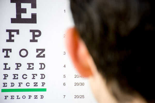 20 100 vision: patient doing a visual acuity test