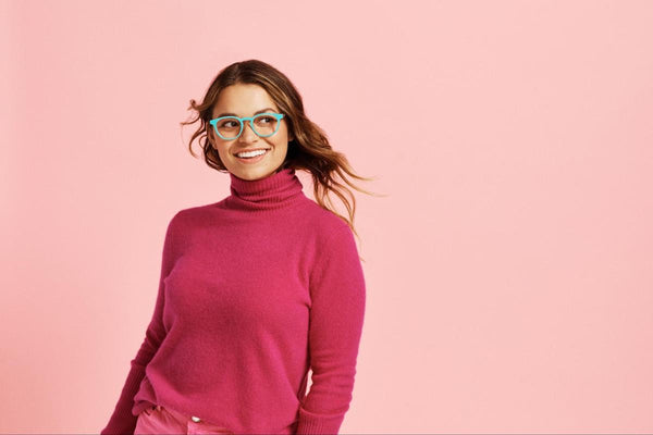 Woman wearing The Soto eyeglasses