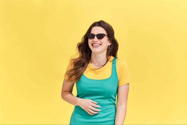 Woman wearing a pair of sunglasses