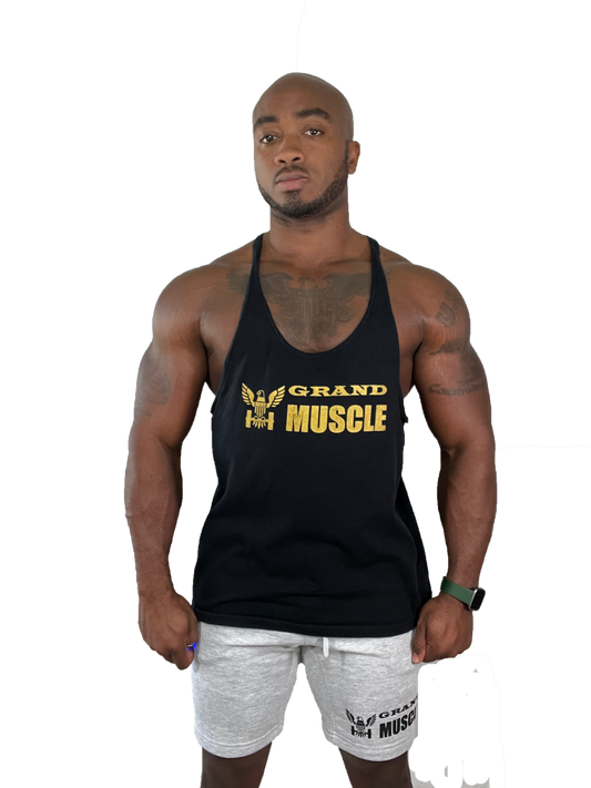 Stringer Tank Top In Yellow With Team XXL Crazee Design