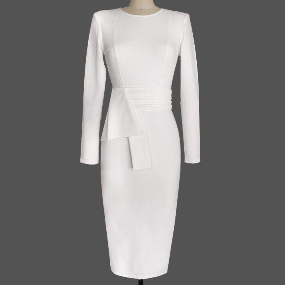 white business dress with sleeves