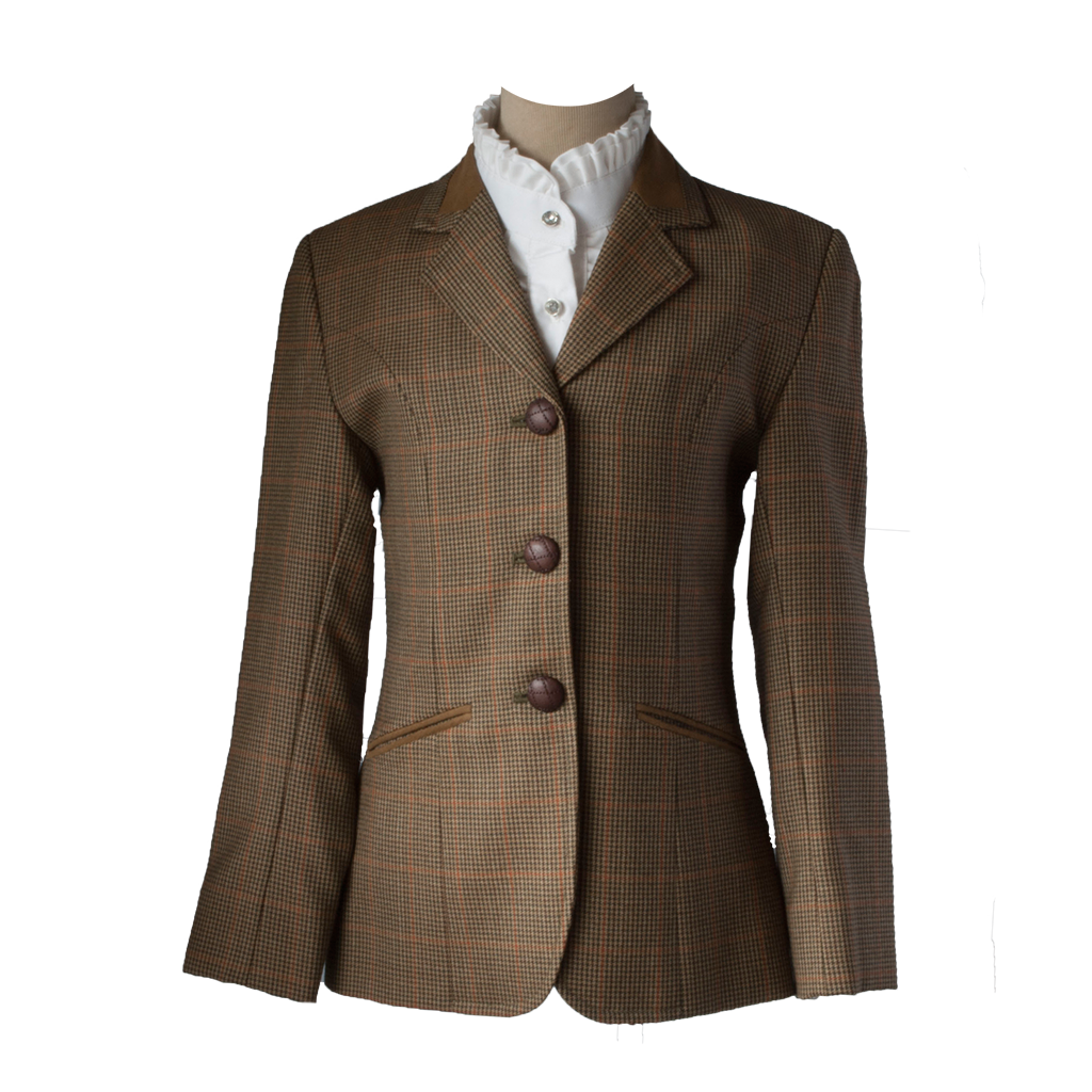 Brown and tan tweed riding jacket with brown suede collar – Gallery ...