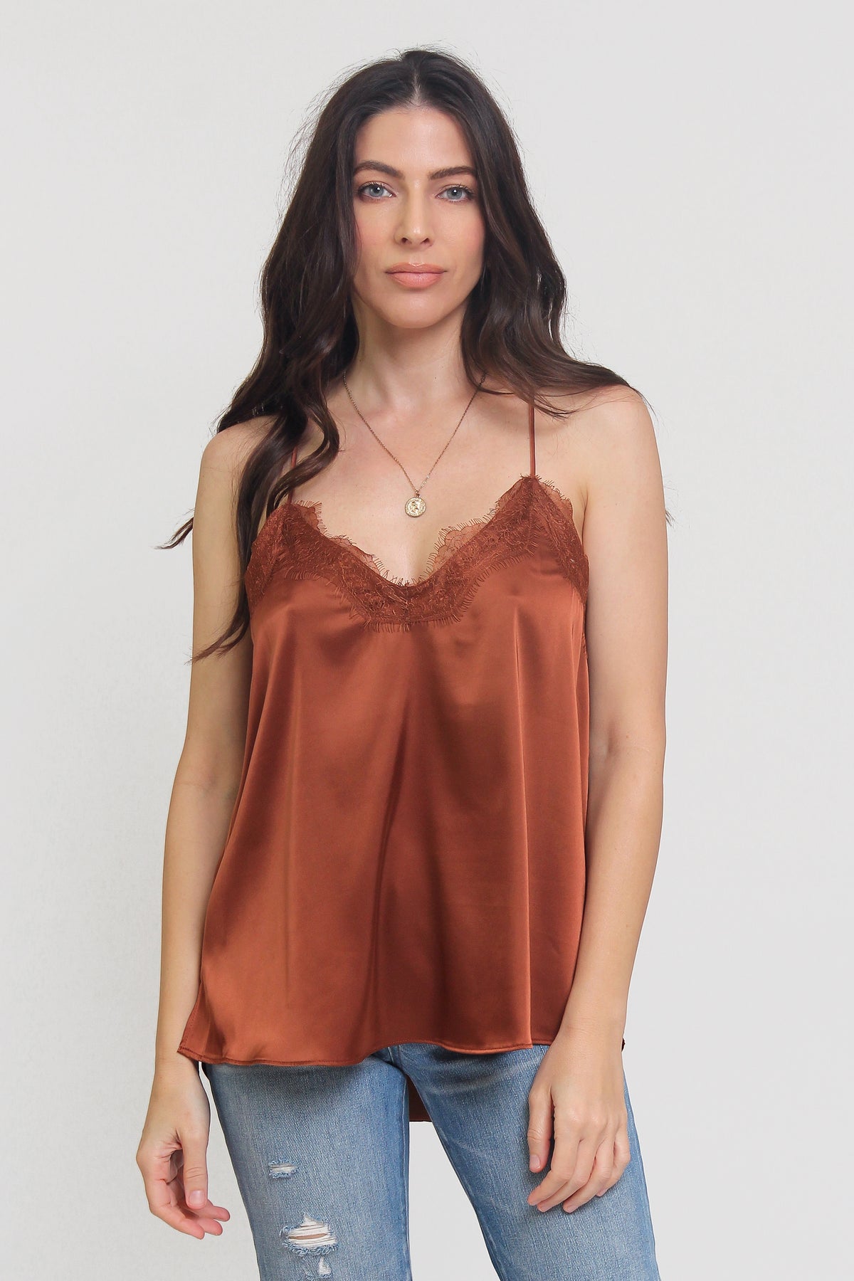 Bret Satin Cross Tie Cami Top - Taupe – Girls Will Be Girls