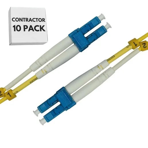 Contractor 10-Pack - LC to LC Fiber Patch Cable - 3M / 10ft - DUPLEX Single Mode - SM DX