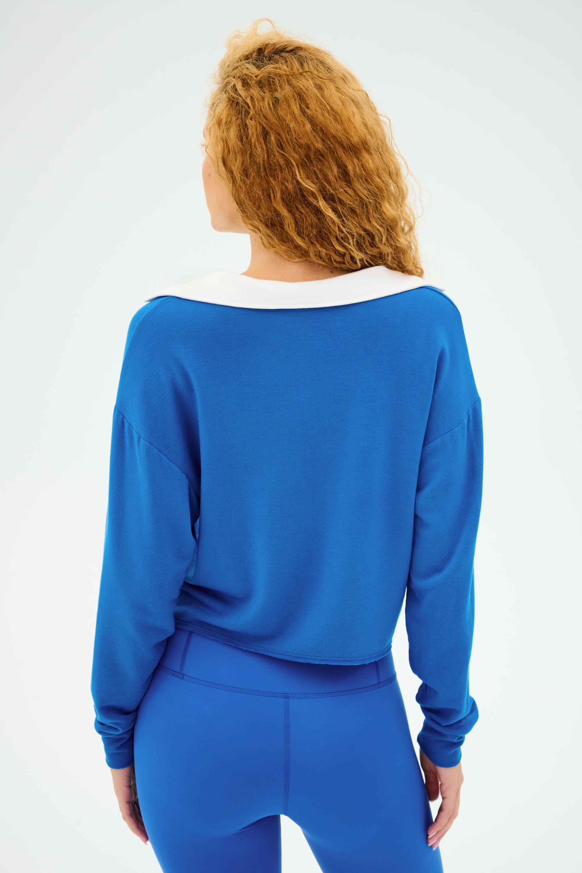 Splits59 Joan Fleece Polo Sweatshirt In Blue