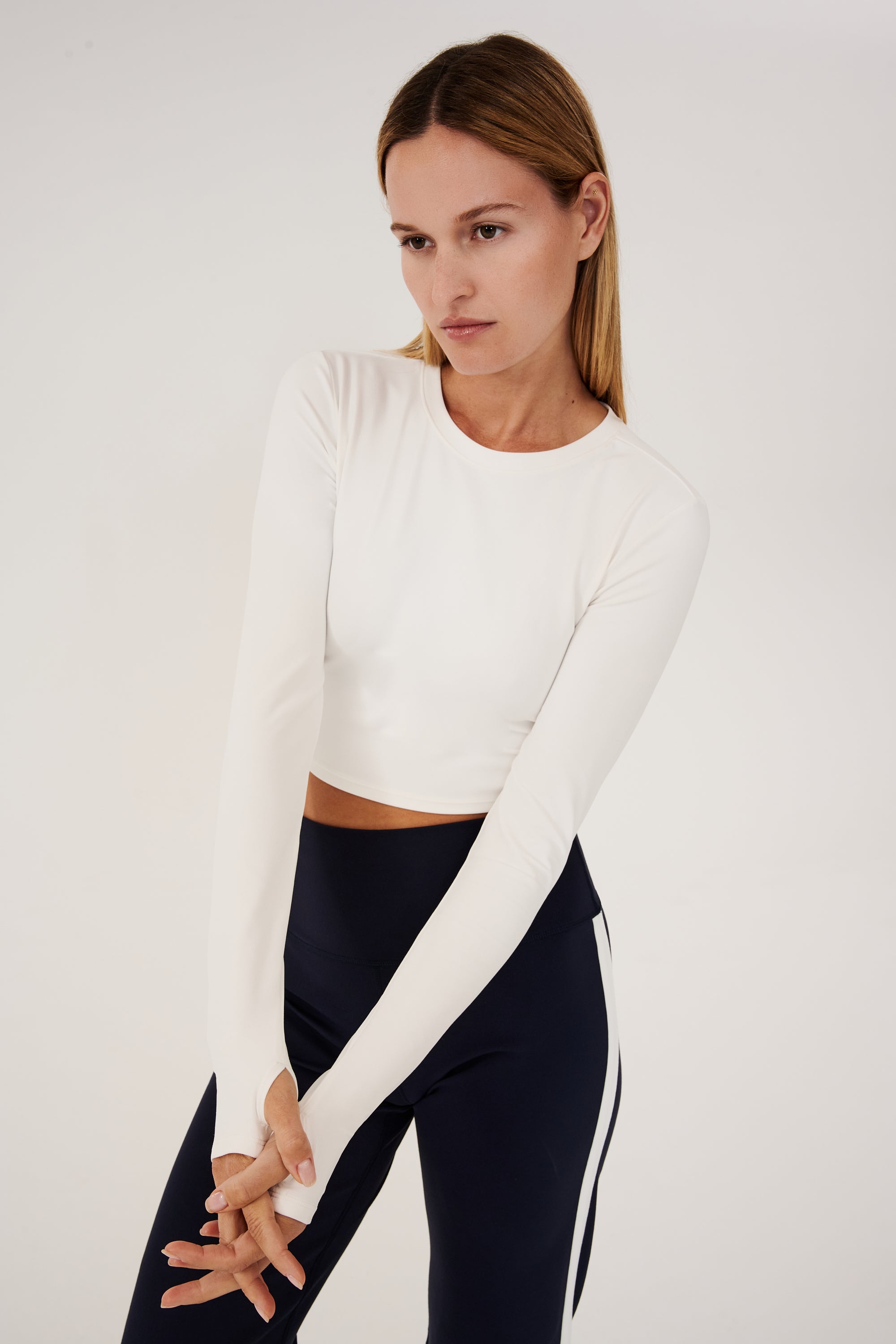 Airweight Long Sleeve Crop - White