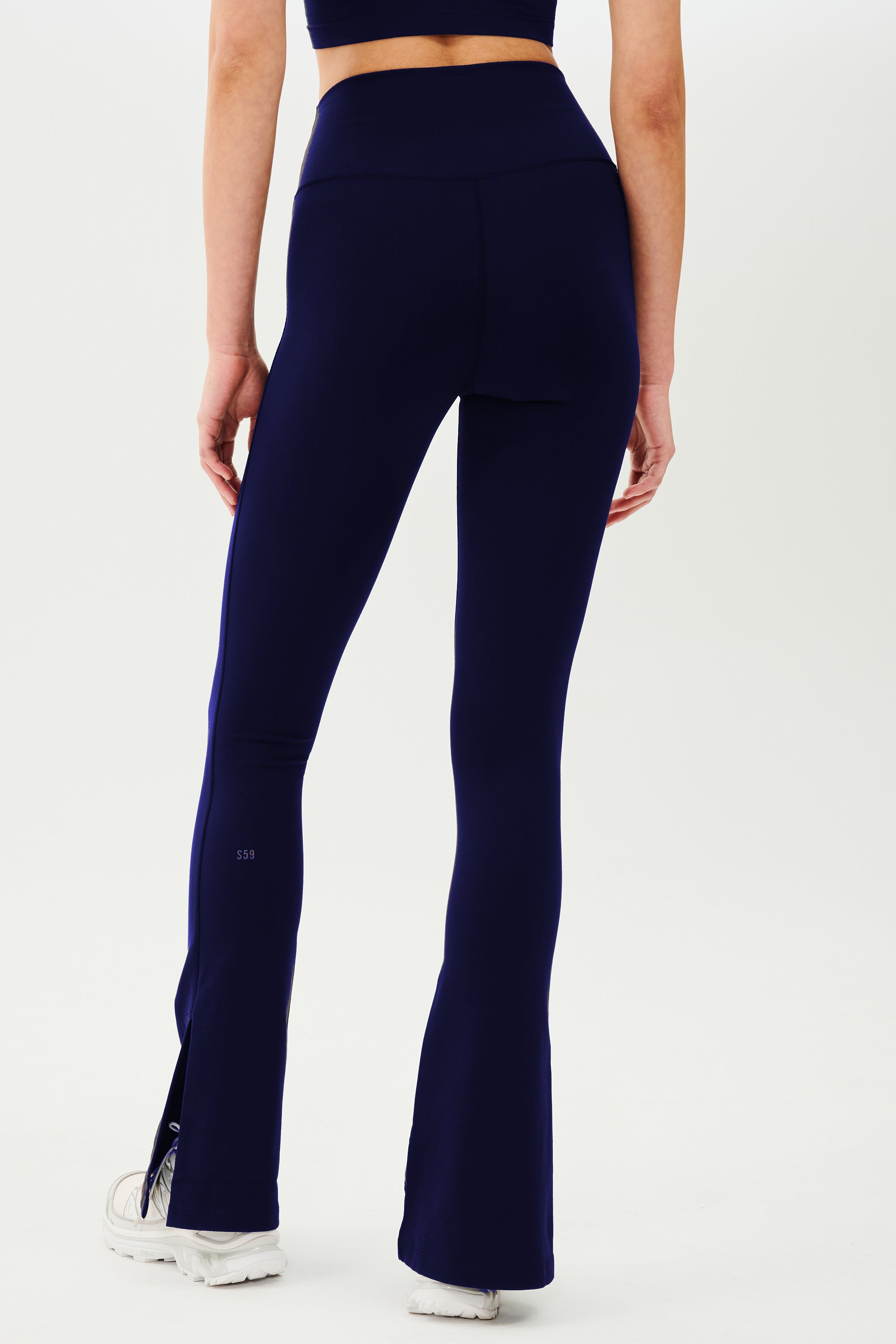 Splits59 Raquel High Waist Flare W/ Split Hem In Blue