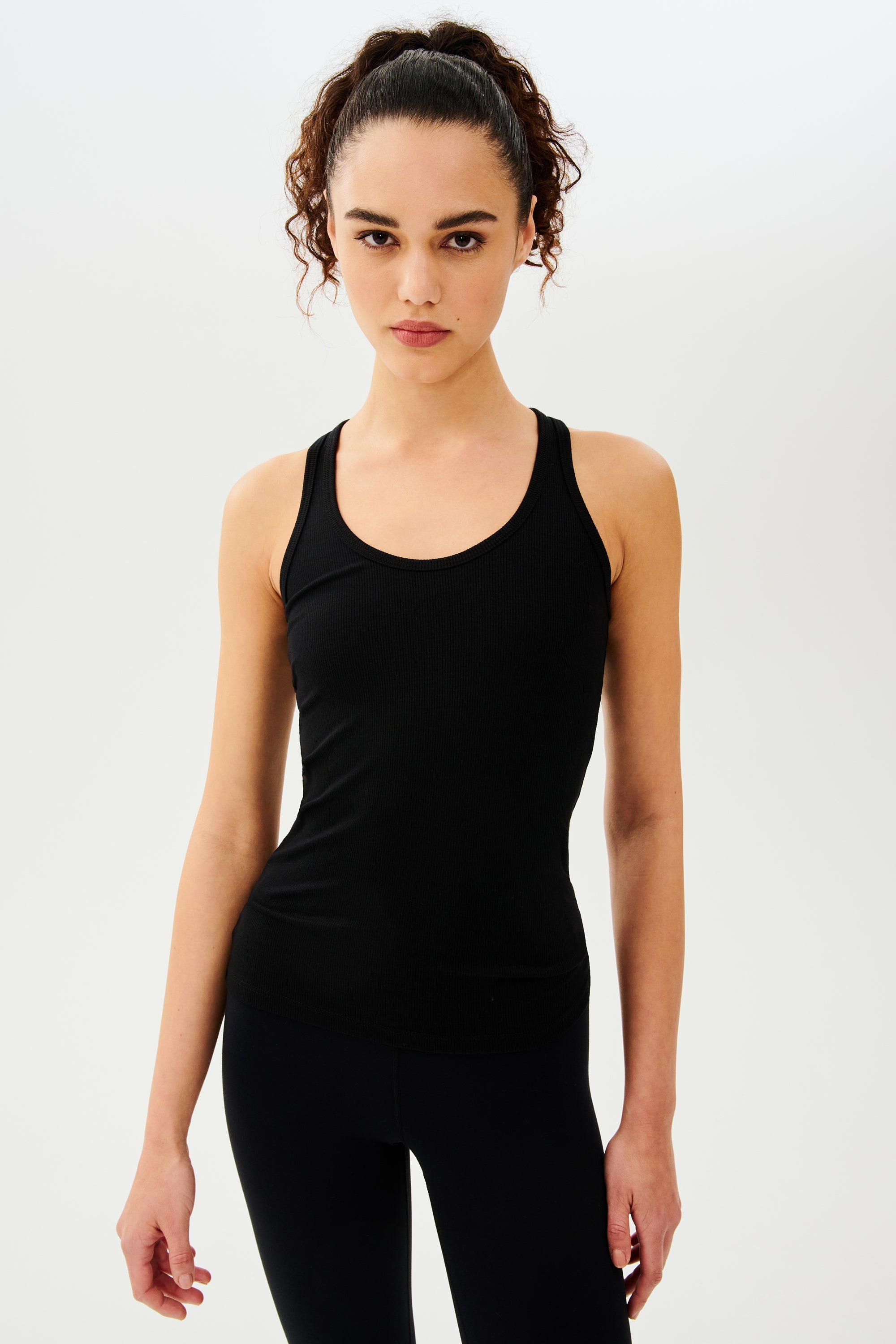 Astrid Ribbed Tank Top in Black, Groovy's, Ribbed Tank