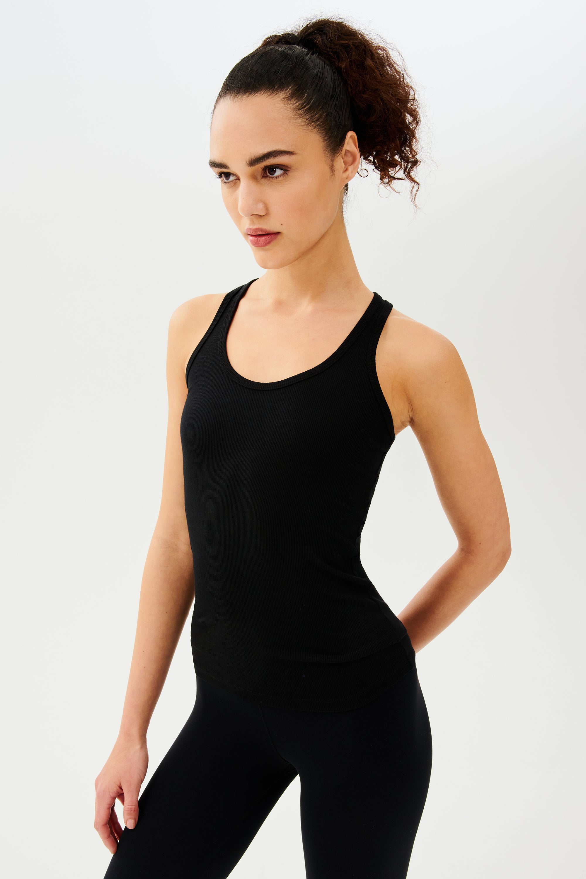 Astrid Ribbed Tank Top in Black, Groovy's, Ribbed Tank