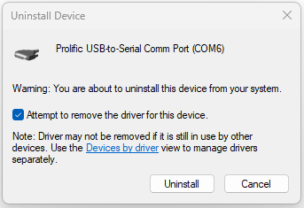 Prolific Driver Issues with WIndows 11