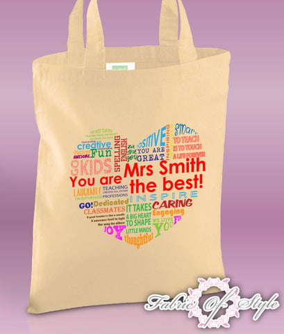 Personalised Teacher Thank You Pencil Rainbow Tote Bag - Teeholly