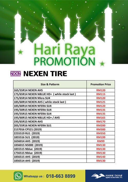 Hari Raya Promotion - Nexen Tyre Hawk Tyre