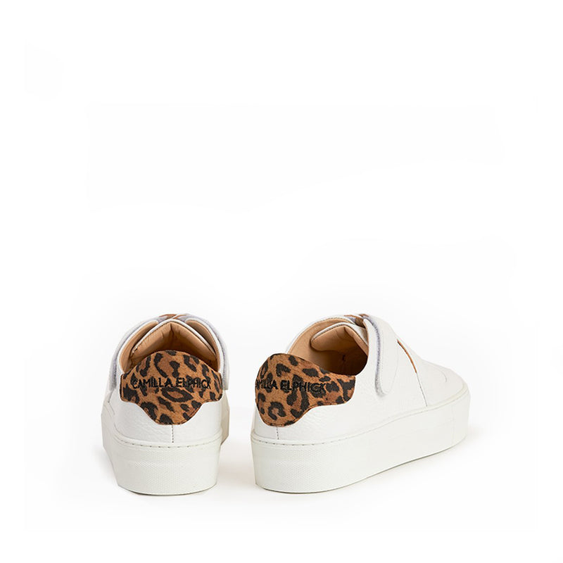 Heart & Sole White Leather & Leopard-Print Platform Sneakers ...