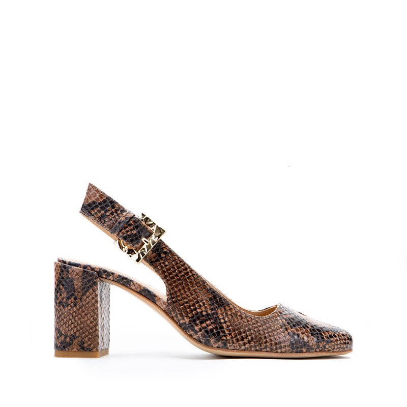 Matilda Snake Print Mid-Heel | Designer Shoes | Camilla Elphick
