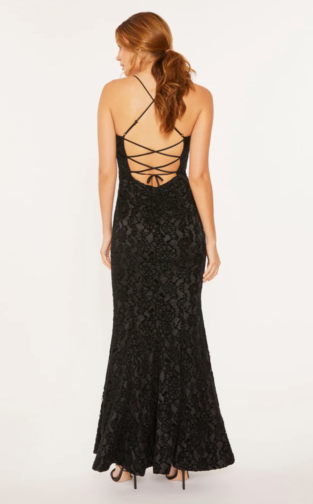 Likely Sardo Lace Gown in Black